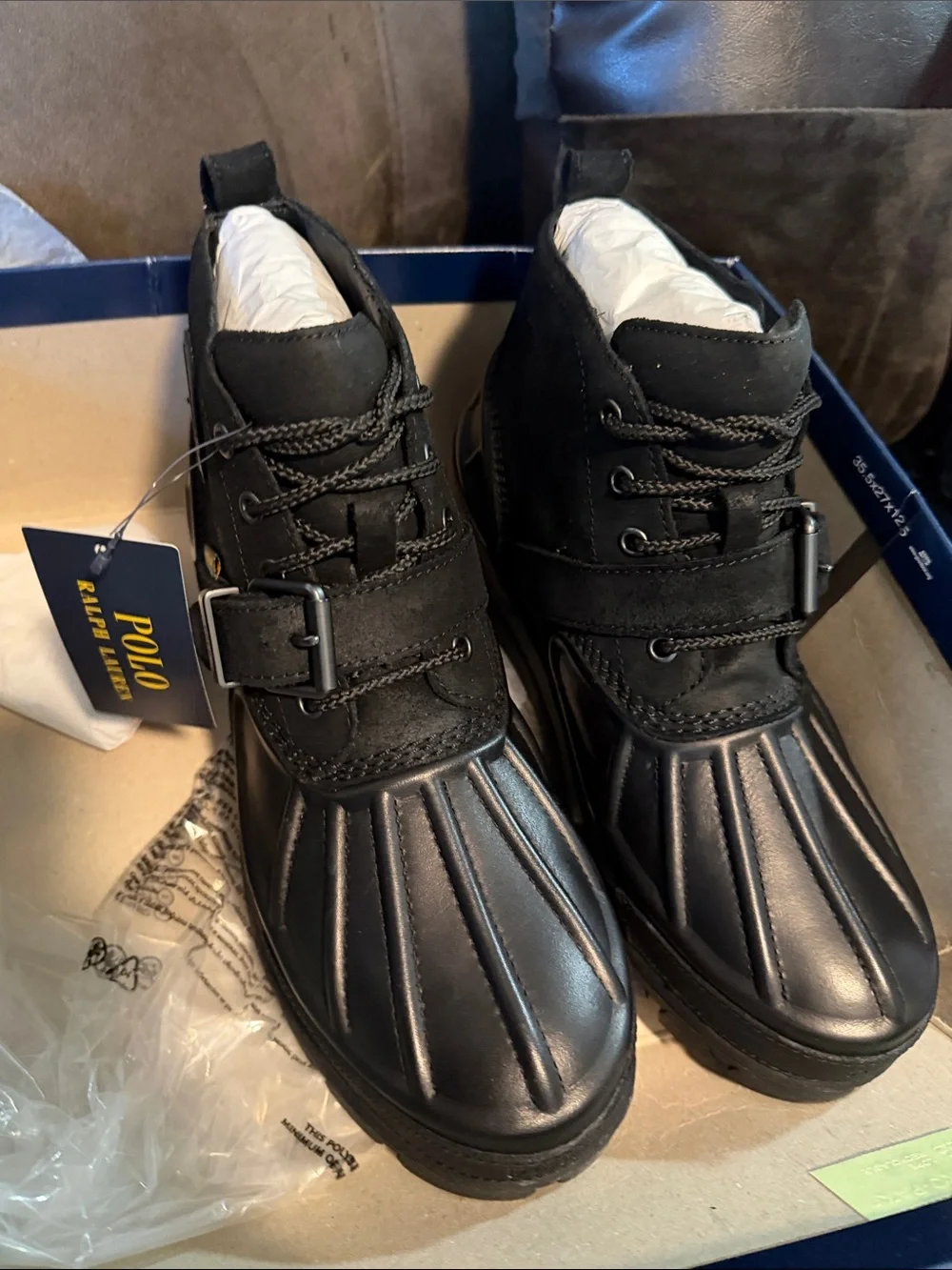 ** BRAND NEW ** Polo by Ralph Lauren Men’s Black Waterproof Hiker Boots
